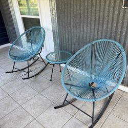 Acapulco rocking chairs Set With Table - Mid Century Modern