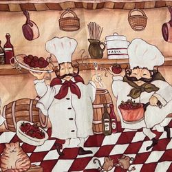 New Kitchen Chef Curtains 2 Panels 