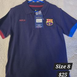 New Boys Barcelona Shirt Size 8