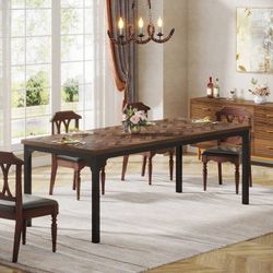 Tribesigns Farmhouse Dining Table for 6-8, 70.9 Inch Rectangular Wood Kitchen Table with Heavy Duty Metal Legs, Industrial Dinner Table for Dining Roo