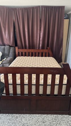 Full Bed Used with Firm Mattress + Drawer- Very Good