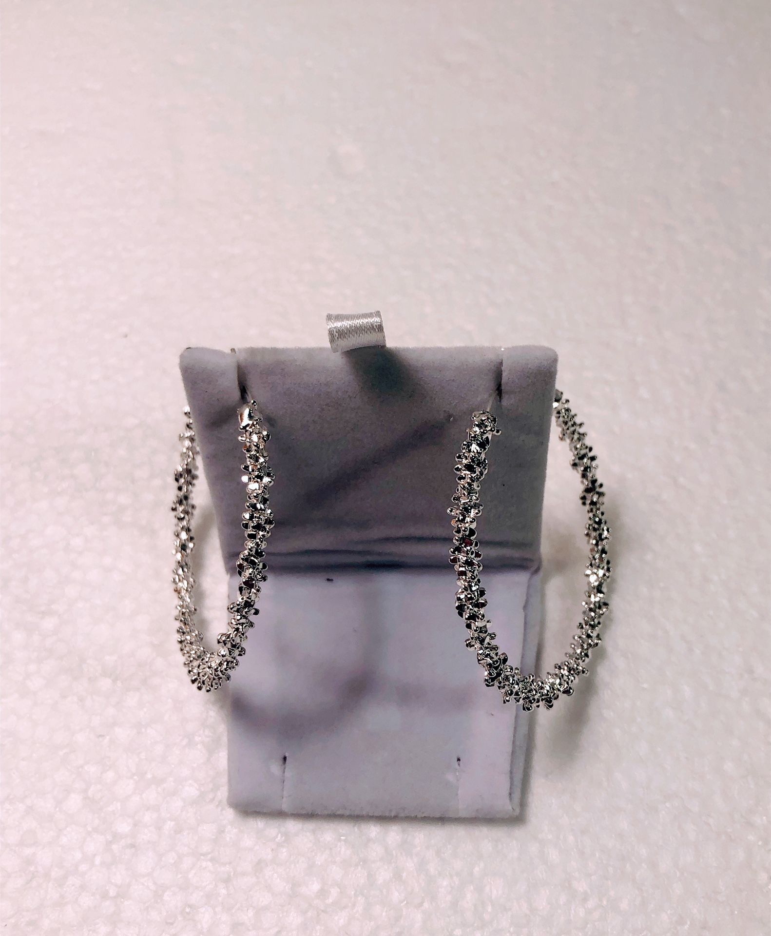 New silver cluster large hoop earrings