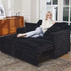 Two Black Corduroy Couches 