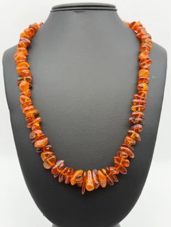 Vintage Natural Baltic Amber 25” Necklace Orange Cognac color 54g