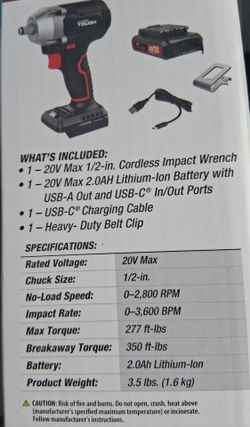 1/2 IN MID TORQUE CORDLESS IMPACT WRENCH