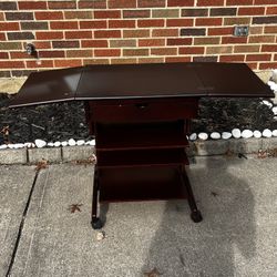 Rolling Work Desk with Drop-Leaf Design