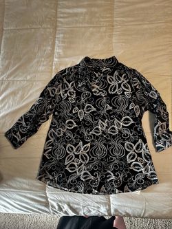 Black Paisley 3/4 Sleeve Button Down