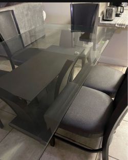 Glass Top Dining Table with Chairs