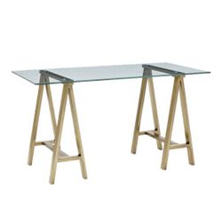 ✨ Modern Luxe West Elm Desk – Glass Top & Brushed Brass Legs ✨
