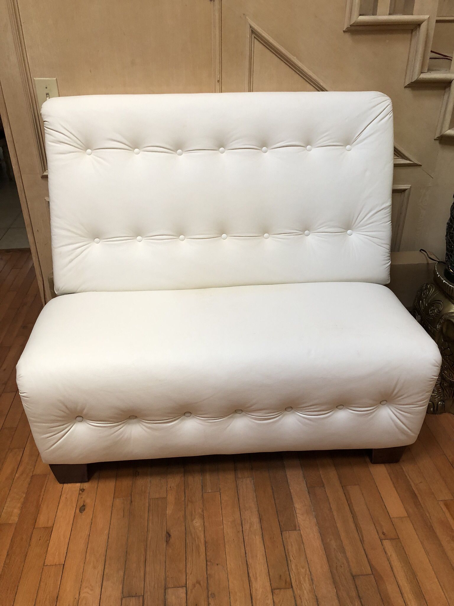 Faux Leather White Couch - **** DONATED TO A WORTHY CAUSE!****