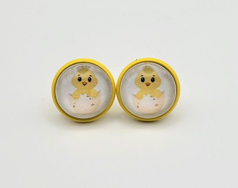 Easter Chick Yellow Stud Earrings
