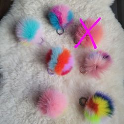 5" Multi-Color FUR POM POM KEYCHAIN INDIVIDUALLY