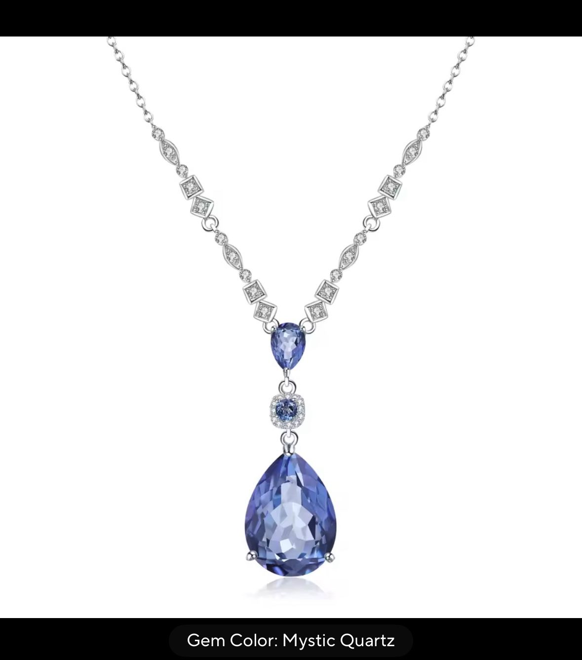 13x18 Iolite Blue Mystic Quartz Pear/ Cubic Zirconia Silver Pendant