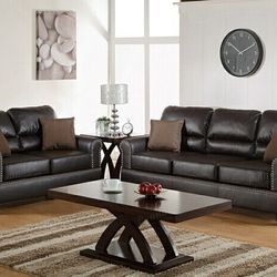 2 Piece Espresso Sofa & Loveseat 
