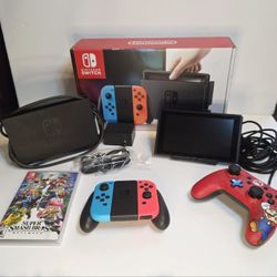 Nintendo Switch Console With Super Smash Bros Game & Mario Edition Controller 🎮 