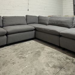 FREE DELIVERY‼️🚚 - Grey 5 pcs sectional couch sofa set cloud couch modular