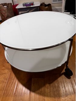 IKEA STRIND Glass Coffee Table on Casters – White