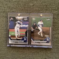 Dodgers 2025 Topps Now WS Cards New In Acrylic Case (2) Lot