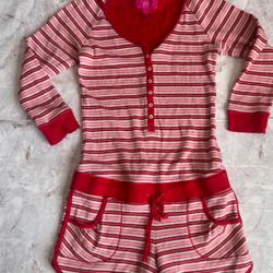 Victoria Secret Y2K  Stripe  Valentines Ribbed Short Shorts Romper 