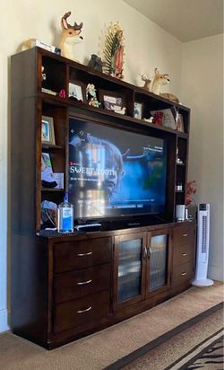 Dark Wood TV Entertainment Center Wall Unit