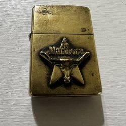 Vintage 1979 Brass Zippo - Marlboro Star Steer Lighter