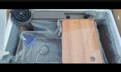 Kitchen Sink with Cutting Board and Accessories
