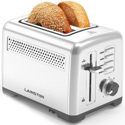 Toaster 2 Slice ,Retro Toaster With 7 Shade Settings,Toaster With Warming Rack , 2 Slice Toaster Stainless Steel For Waffle, Bagel and More (Silver)
