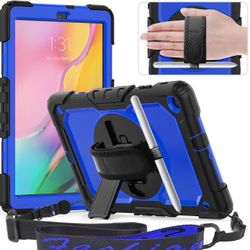 Timecity For Samsung Galaxy Tab A 10.1 Case - Drop Proof With Hand Strap Stand Screen Protector Pencil Holder - Dark Blue