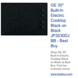 GE 30" Built-In Electric Cooktop 