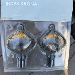 IKEA Index Krona black metal curtain rod finials