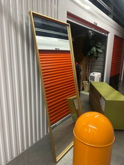 Tall rectangular gold mirror