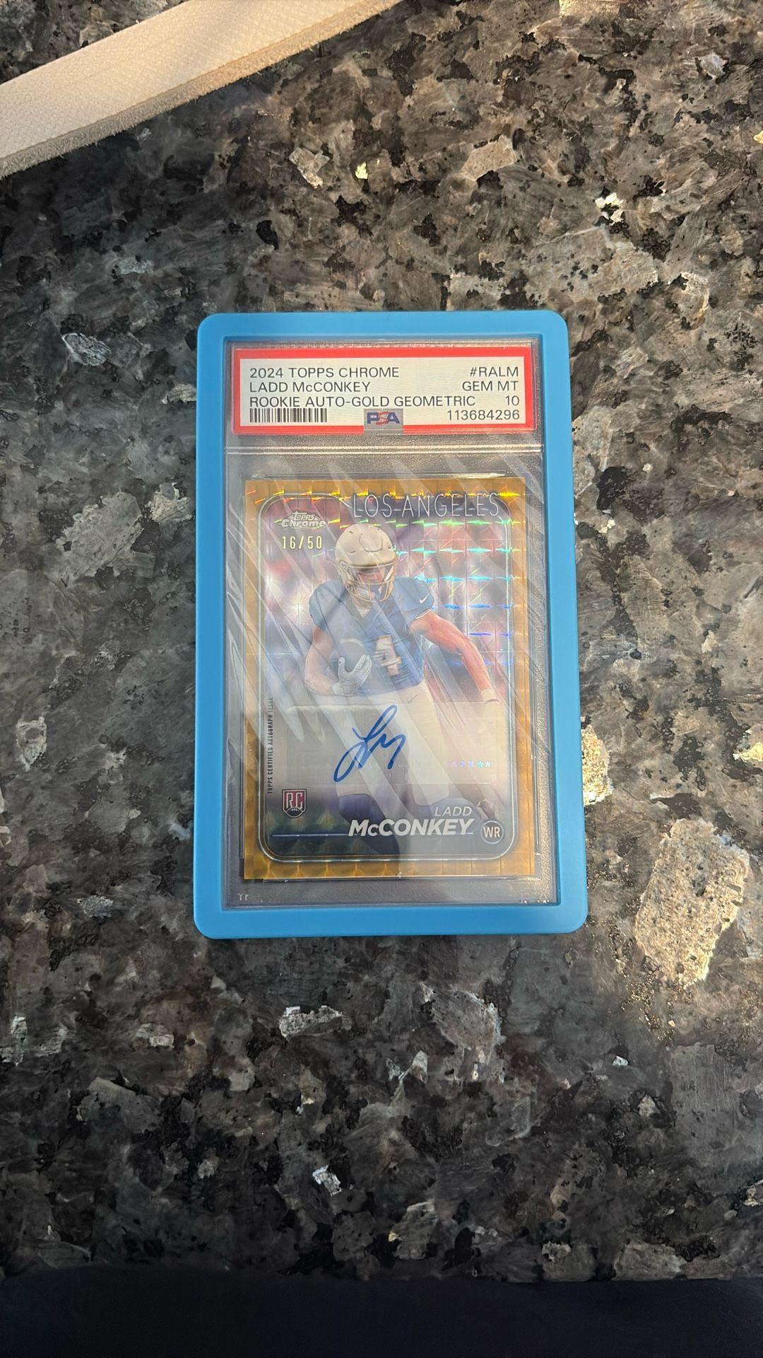 Ladd Mcconkey Rookie Auto Gold Geometric 2024 Topps Chrome Psa 10 Gem 10 Graded Psa Number To 50