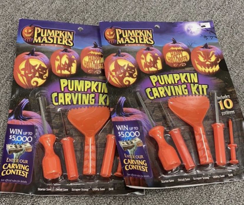 Set of 2 Pumpkin Masters Halloween Pumpkin Carving Set with 10 Patterns