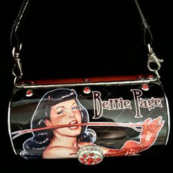 Bettie Page Jeweled Metal Cylinder Purse