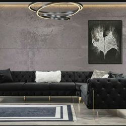 Lucca Velvet Black Sectional / couch 2399