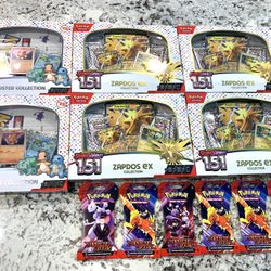 Pokémon 151 Zapdos Ex Collection, Poster Collection Box & Destined Rivals Singles Sleeves 
