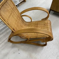 Vintage Rattan Wicker Bamboo Lounge Chair