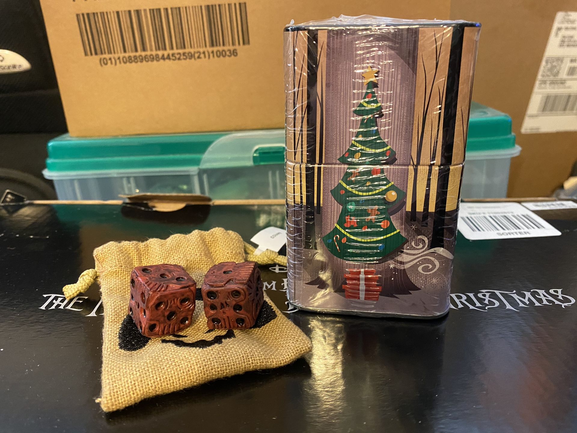 Nightmare Before Christmas Funko Oogie’s Dice in Pouch and Jack-o-lantern Jack-In-The-Box in Sealed Tin