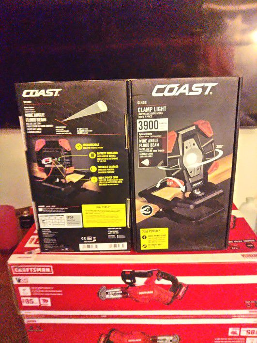 Coast Rechargeable Work Light/ Craftsman Cordless Pruning Chainsaw 