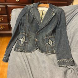 Blazer Style Jean Jacket Size L