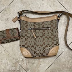 Coach Signature Crossbody Bag And Wallet