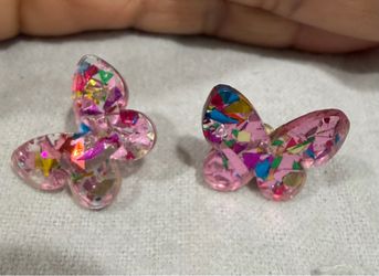 Pink Confetti Butterfly Earrings