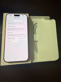 iphone 17 pro max 1tb unlocked OEM clean imei 🪫 health 100% 🪫 cycle count is 0 new open box original charger and box