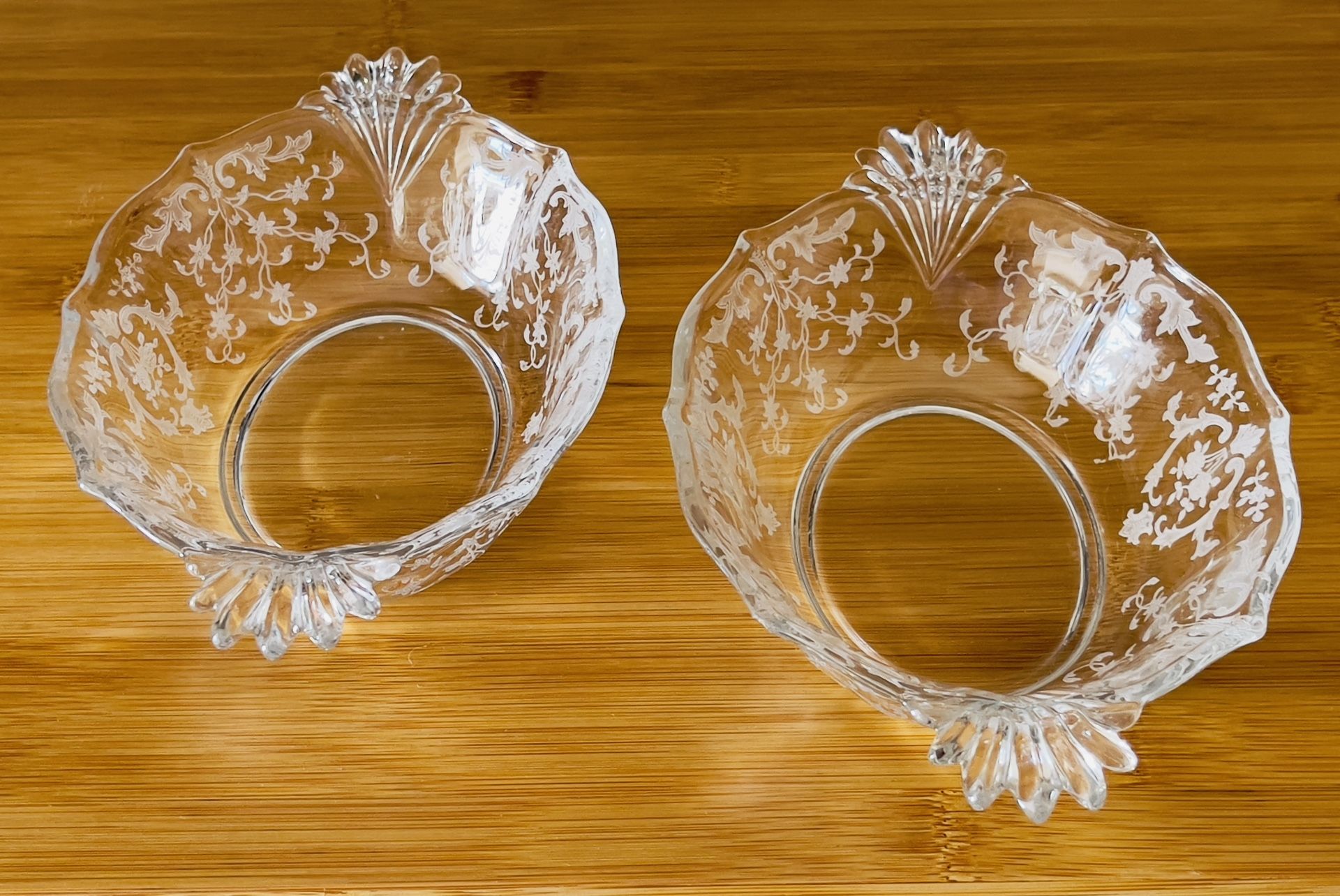 Set of 2 Fostoria Baroque Handled Sauce Dishes