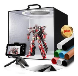 SAMTIAN Upgrade 8 Backdrops Light Box, 12" Shooting Tent with 120 LED Lights Photo Studio Light Box Photography with Reflection Board & Diffuser for S