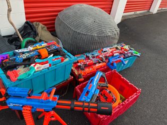Large Lot of Nerf and X-Shot Blasters