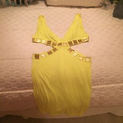 Yellow cut out side beaded
