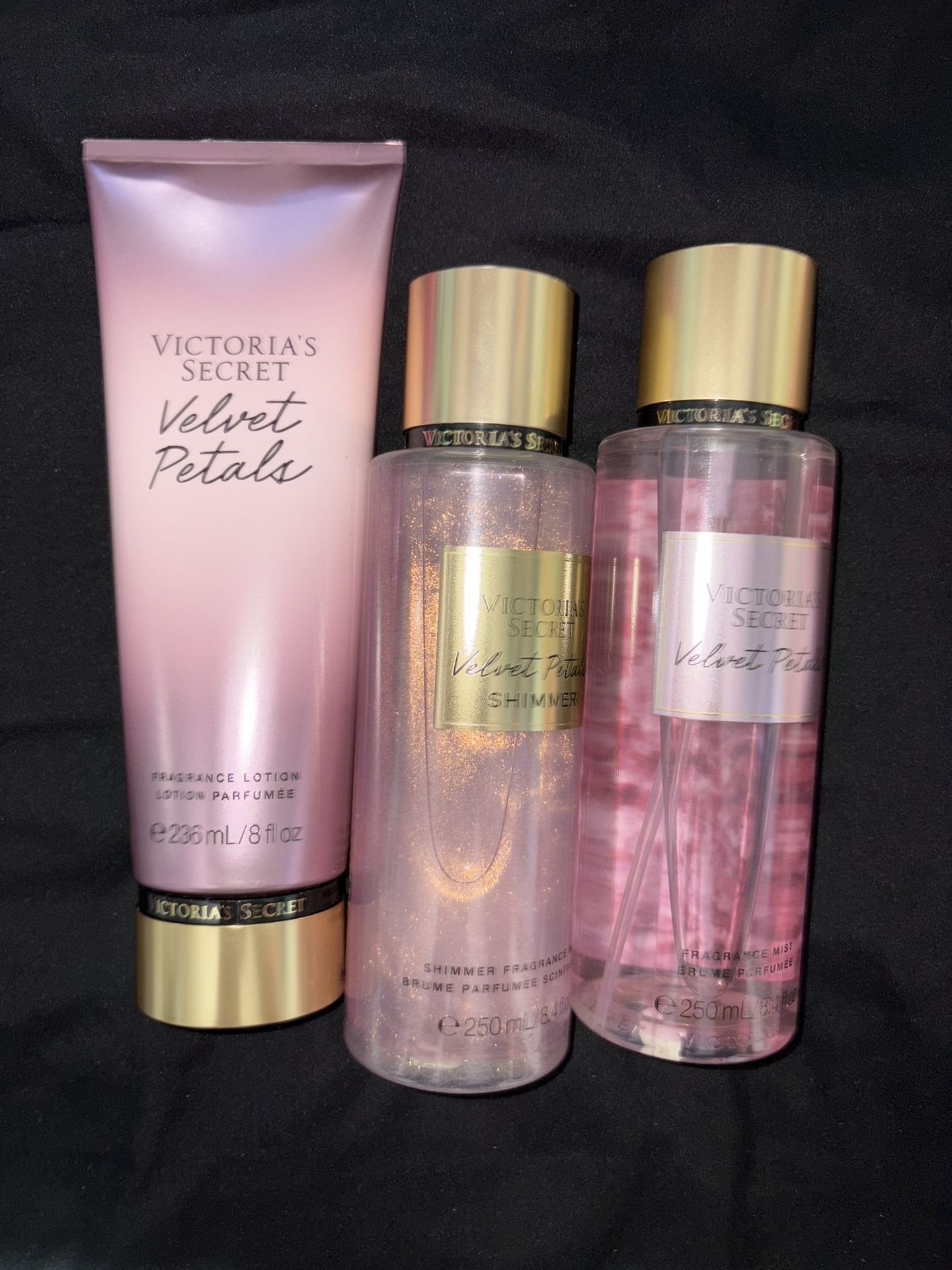 Victoria’s Secret Velvet Petals 3-Piece Set (Lotion, Shimmer Mist & Fragrance Mist) – NEW 