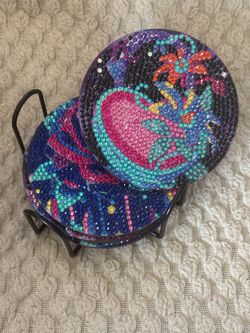 Diamond art coasters -NEON ROSE