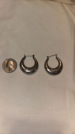 Vintage Sterling Silver Puffed Hoop Earrings